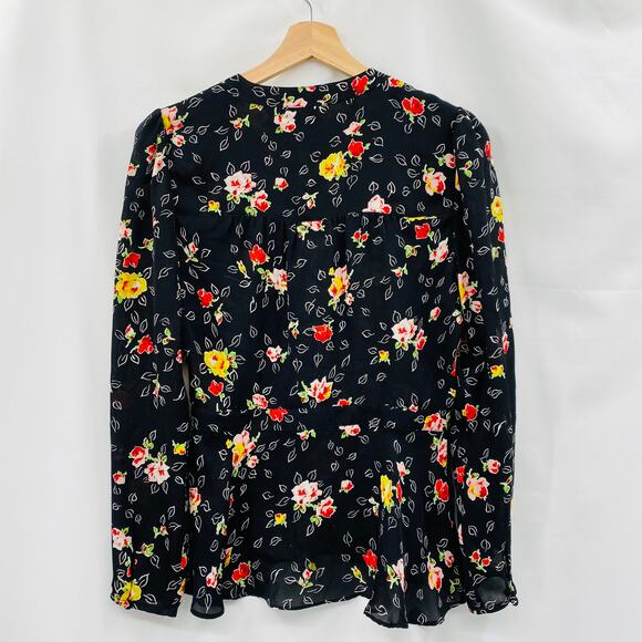 Veronica Beard 4 Kiona black Silk Floral Blouse - Picture 6 of 8